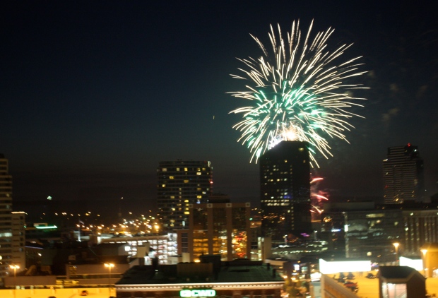 Fireworks burst over downtown Grand Rapids over the Fourth of July weekend. (Photo by Erin Klema)
